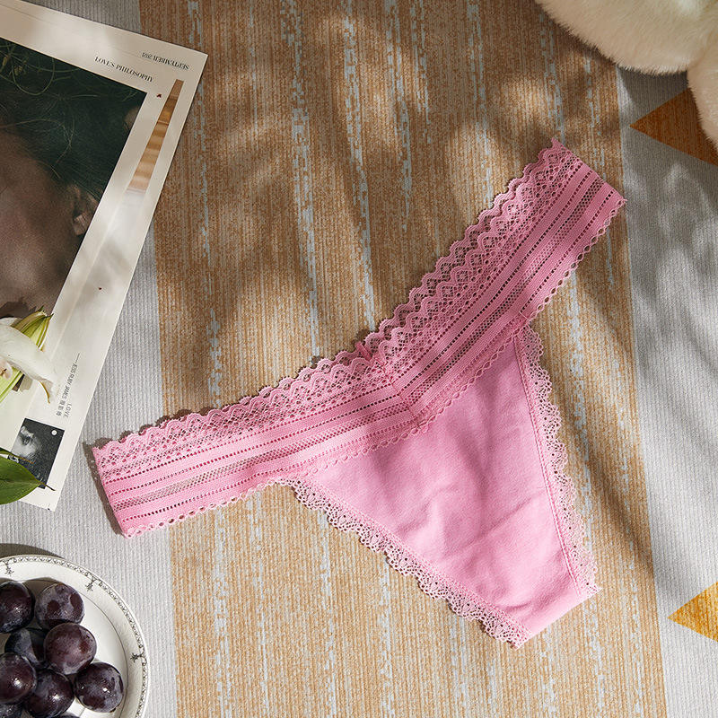 Wholesale Sexy Women's Panties Thong Underwear Lace Underwear Transparent Women's Underpants Solid Color Female Lingerie