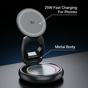 Cargador Inalámbrico Qi2.2 de 25w, 3 en 1, Carga Rápida Magnética, Aleación de Zinc, Rotación de 360°, Plegable, Portátil, con Logotipo Personalizado - Product Image 3