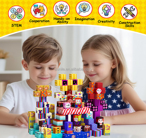 Bloques de Construcción Magnéticos 3D con Temática de Circo, Cubos, Juguete STEM, 100 Piezas, Coloridos, Brillantes, CE EN71, para Niños, Logotipo OEM - Product Image 3
