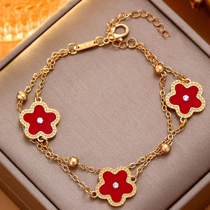 CDD, nueva cadena de cuentas, pulsera de trébol de flores de cinco hojas para mujer, brazalete de hierba de la suerte, regalos de joyería para fiesta y boda - Product Image 5