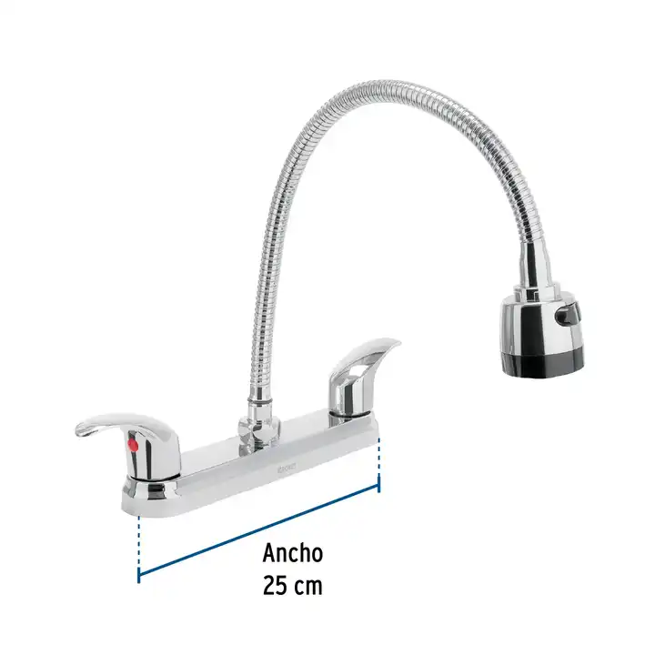 Scatola con 2 unità lavello miscelatore 8 'cromato, collo flessibile, leva, AQUA