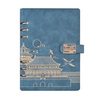 Cuadernos A5 de poliuretano con encuadernación de hojas sueltas y tapa dura de estilo chino, con múltiples opciones de color, personalizables para estudiantes.