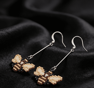 Boucles d'oreilles pendantes abeille mignonnes et amusantes, <span class=keywords><strong>perles</strong></span> <span class=keywords><strong>de</strong></span> riz Miyuki, <span class=keywords><strong>tissage</strong></span> artisanal, boucles d'oreilles pendantes - Product Image 2