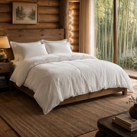 Parures de lit personnalisées pour lits Queen et King Size, en bambou 100% blanc uni, 300 fils, avec draps à poches profondes et taies d'oreiller