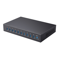 Sipolar SH3-10 Hub Industrial USB 3.0 de 10 Puertos con Interruptor de Puerto Individual, Control Remoto Serial, 2.1A por Puerto, 5V 22A, Fuente de Alimentación Integrada