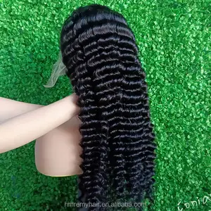Peluca Frontal de encaje HD brasileña para mujeres negras, cabello humano virgen, ondulado, suelto, prearrancado, de fábrica