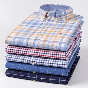 <span class=keywords><strong>Camisa</strong></span> de <span class=keywords><strong>Manga</strong></span> <span class=keywords><strong>Larga</strong></span> <span class=keywords><strong>a</strong></span> <span class=keywords><strong>Cuadros</strong></span> Informal para Hombre, Talla Grande 7XL, 100% Algodón Oxford, Transpirable, con un Solo Bolsillo, para Primavera - Product Image 1