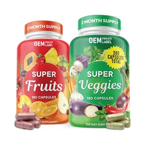 뜨거운 판매 OEM 100% 천연 채식 슈퍼 푸드 과일 및 야채 보충 캡슐 식이 섬유 비타민 보충
