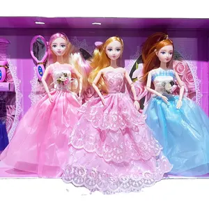 Boneca Barbie fofa para meninas, brinquedo de vestir, princesa com roupas e acessórios, caixa de presente para meninas