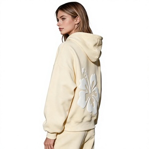 <b>Women</b> Luxury Heavyweight <b>Soft</b> Cotton Fleece Puff Printing Casual Loose Fit Pullover <b>Hoodie</b> & Sweatpants Set - Product Image 4