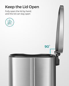 Lixeira retangular SONGMICS <span class=keywords><strong>50L</strong></span> Soft-Close com balde interno de plástico personalizar lixeira de aço inoxidável - Product Image 5