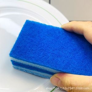 Éponge à vaisselle rectangulaire bleue, tampon de nettoyage haute densité, utilisation en cuisine - Product Image 1