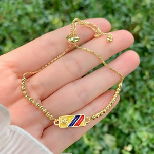 Bracelet à breloques émaillées drapeau et nom de la Colombie <span class=keywords><strong>TK</strong></span>-B310, plaqué or 18 carats, perles ajustables, bijoux pour femmes, vente chaude - Product Image 6