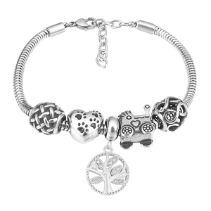 Joyería de Moda, Pulseras de Moda para Mujer, Novedad, Brazaletes de Acero Inoxidable Antideslustre con Dijes de Árbol, Coche y Corazón - Product Image 2