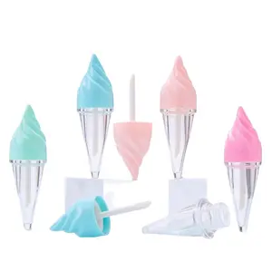 Lip Gloss Wadah Tabung Es Krim 5ML, Wadah Tabung Peralatan Kosmetik Lip Gloss Lucu Merah Muda Biru