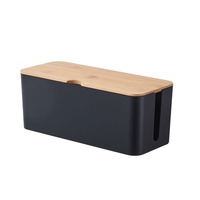 Boîte d'organisation de grand cordon de style bambou cacher les fils et les multiprises boîte d'organisation de câble d'ordinateur de bureau