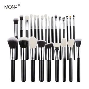 MONA 25 pcs High Quality professional beauty shadow cosmetic brush kit tools Black handle Makeup brush set for girls makeup
