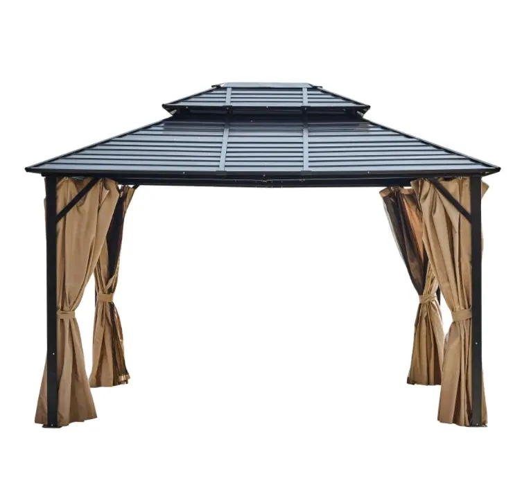 3x3.65x2.75m đôi Đứng Đầu đường ngang tấm thép gazebo cho vườn ống nhôm gazebo với mái kim loại