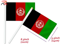 Pays personnalisé 14*21cm Polyester Afghanistan Petit drapeau national afghan agitant la main avec poteau en plastique