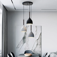 Lampe suspendue en fer forgé naturel à longue tige, style dôme, multicolore (noir, blanc, gris) E27, pour îlot de cuisine, vente en gros Zhongshan