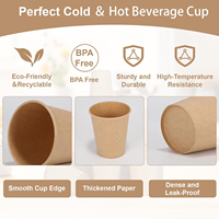Gobelet en papier kraft biodégradable haute performance à paroi simple 190 ml, paroi intérieure résistante à l'huile pour boissons froides et chaudes, personnalisable