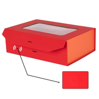 Boîte cadeau de luxe rouge transparente pour cadeaux, emballages en papier biodégradable avec fenêtre, fermeture magnétique