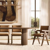 Ensemble de table à manger en chêne de style rétro moderne avec 4 chaises - Meubles de salle à manger durables et écologiques pour hôtel et villa