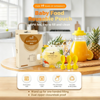 Pochette à presser pour aliments pour bébés personnalisable OEM/ODM - Sachet de purée de fruits à motif de dessin animé avec cuillère intégrée pour l'alimentation des nouveau-nés et des nourrissons