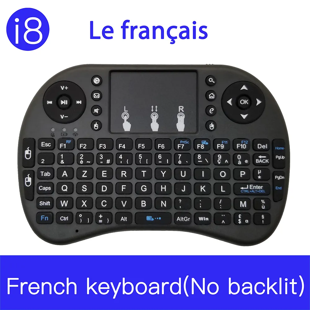 Factory wholesale I8 Wireless Mini Keyboard 7 color Backlit keyboard 2.4G Touchpad Handheld Keyboard For PC Android TV Bo