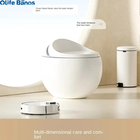 WC intelligent électronique Olife Banos China, couleur blanche, siphon en S, chasse d'eau automatique, fonctionnement japonais, forme ronde, en forme d'œuf