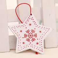 赤と白のハートの星の形木製のクリスマスツリーの吊り下げ装飾品の装飾