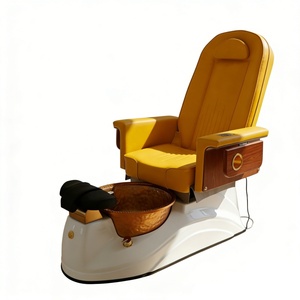 Sillón de Pedicura Eléctrico de Lujo con Tazón de Cobre, Estación de Pedicura Reclinable de Cuero Morado con Reposabrazos de Madera, Masaje de Pies - Product Image 6