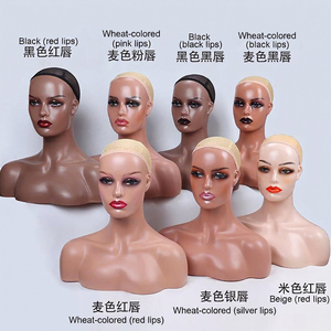Busto de Maniquí Realista de Medio Cuerpo Alileader con Logotipo Personalizado, Cabeza de Mujer Afroamericana, Soporte de Plástico para Pelucas, Tienda de Pelucas, 1 Pieza - Product Image 6