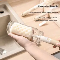 Ensemble de brosses à tétines multifonctionnelles à poignée droite avec carte insérable pour le nettoyage des biberons en plastique durable