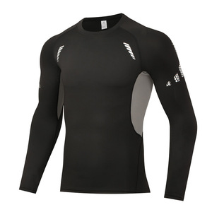 Chemises unisexes en spandex/polyester en stock, vêtements de fitness, séchage rapide, manches longues, pour adultes, basketball, course à pied, yoga, entraînement - Product Image 1
