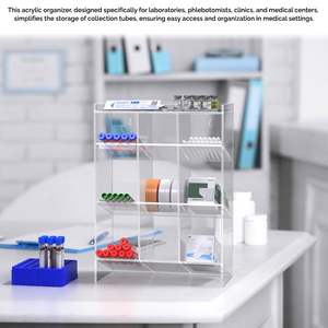 Lucite robuste à 9 fentes compartiments inclinés Tube Rack centres médicaux acrylique suspendu <span class=keywords><strong>pharmacie</strong></span> Armoire de rangement - Product Image 3