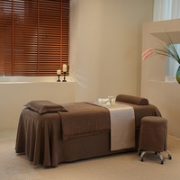 Ensemble de draps plats marron pour spa et massage, jupe de lit en velours épais, parure de lit ultra douce, couvre-lit