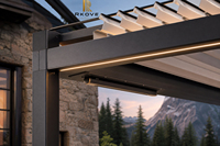 Pergola autoportante en aluminium 5x5m avec interface pour chauffage et éclairage LED, idéale pour terrasse de spa en montagne, espace de repos chauffé RK-S1