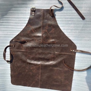 High Quality Brown <b>Leather</b> Kitchen Pull-Up Bib Eco-Friendly Adjustable Sleeveless <b>Apron</b> - Product Image 3