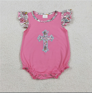Romper de Pascua para Bebé Niña con Bordado de Flores Rosadas, Modelo SR3845 - Product Image 5