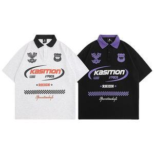 Polo Retro Hip-Hop con Estampado de Letras, Manga Corta, para Hombre, Estilo Urbano, Holgado, Informal, para Parejas - Product Image 6