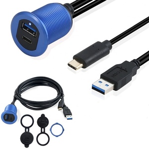 USB 3.0 Loại C tuôn ra gắn kết cáp mở rộng cho xe Bảng điều khiển Bảng điều khiển gắn kết dẫn ánh sáng tinh khiết Đồng bện che chắn cho máy tính sử dụng - Product Image 2
