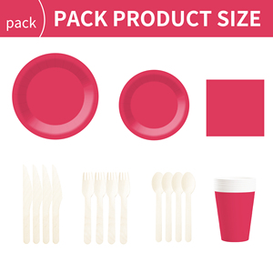 DAMAI Solid Color Party Supplies Red Paper <b>Dinnerware</b> <b>Set</b> Disposable <b>Dinnerware</b> <b>Set</b> 7 Inch 9 Inch Plate Paper Cup Cutlery Napkin - Product Image 6
