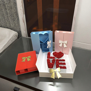 Caja rectangular de flores de doble puerta Ammy LOVE PARA EL Día de San Valentín, regalo de flores de boda, caja de embalaje de flores rosas eternas - Product Image 3