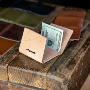 กระเป๋าสตางค์หนังวัวอิตาลีทรงบาง Boshiho แบบพับสองตอน สไตล์ธุรกิจ เรียบง่าย พกพาสะดวก ช่องใส่ของด้านหน้าทำจากไนลอน ป้องกัน RFID พร้อมที่หนีบเงิน - Product Image 1