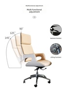 Chaise de bureau ergonomique en cuir à dossier moyen, design moderne avec fonction de levage