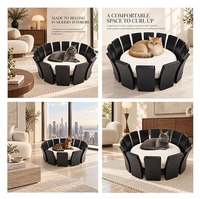 Lit pour chat et chien en bois massif de qualité supérieure, coussin amovible en bouclette, design moderne et luxueux, meubles écologiques pour salon intérieur