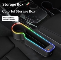 Boîte de rangement suspendue en cuir pour l'espace entre les sièges de voiture avec lumière d'ambiance et port USB, modèle M202212886, pour accessoires automobiles OLIVER