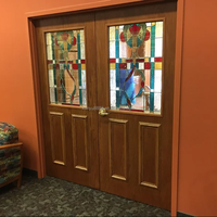 Ventana Decorativa de Vidrio con Diseño de Vitral, Iluminación para Puerta, Duradera, de 5 mm, Personalizada para un Estilo Europeo, Hecha a Mano, Doble