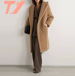 TUOYI Nouvelle mode féminine <span class=keywords><strong>oversize</strong></span> Fit boutonné <span class=keywords><strong>Long</strong></span> <span class=keywords><strong>manteau</strong></span> en fausse fourrure entièrement doublé Teddy - Product Image 2